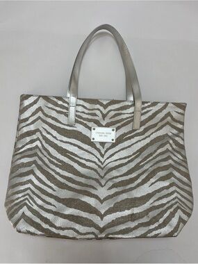 Y2K Michael Kors Silver Zebra-Print Tote Bag
